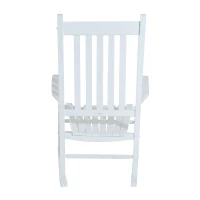 Outsunny Outdoor Rocking Chair, Patio Wooden Rocking Chair with Smooth Armrests, High Back for Garden, Balcony, Porch, Supports Up to 352 lbs, White(m-9)