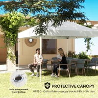 Outsunny 10' x 10' Pop Up Canopy Tent w/ Sidewall, UPF50+ Height Adjustable Instant Sun Shelter w/ Storage Pockets, White(m-7)