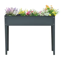Outsunny Metal Raised Garden Bed, Elevated Planter Box with Legs and Drain Holes, Dark Gray(m-11)