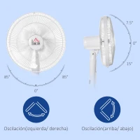 HOMCOM Standing Floor Fan with Remote Control, Stand Up Cooling Fan, Tall Pedestal Electric Fan for Home Bedroom, White(m-6)
