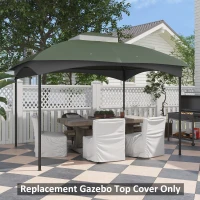 Outsunny 10' x 12' 2-Tier Gazebo Cover, Patio Gazebo Canopy Replacement with Drainage Holes for 84C-210 Series, Green(m-2)
