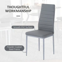 HOMCOM Dining Table Set for 4, Round Kitchen Table and Chairs, Glass Dining Room Table and PU Leather Upholstered Chairs(m-6)