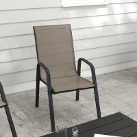 Outsunny Set of 4 Outdoor Dining Chairs, Heavy Duty Stackable Patio Dining Set with Armrests for Balcony Garden, Grey(m-7)