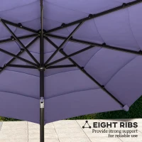 Outsunny 10.7FT Patio Umbrella with 8 Ribs, Crank, Push Button Tilt, Air Vents, for Backyard, Deck and Lawn, Purple(m-6)