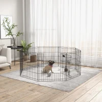 PawHut 24inch Foldable Metal Exercise Pet Playpen Yard Dog Puppy Kennel Cage 8 Panel(m-8)