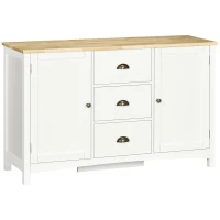 HOMCOM Buffet Cabinet with 3 Storage Drawers, Sideboard for Living Room, White(m-1)