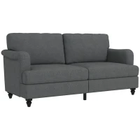 HOMCOM Modern 3-Seater Sofa for Bedroom, 71" Linen Fabric Couch with Slatted Frame and Rubber Wood Legs - Dark Gray(m-1)