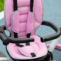 Aosom 6-in-1 Toddler Tricycle for 12-50 Months, Foldable Kids Trike with Adjustable Seat and Push Handle, Safety Harness, Removable Canopy, Footrest, Pink(m-10)