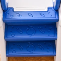 Qaba Folding Kids Slide, Activity Freestanding Climber for Ages 1-3 Years, Indoor and Outdoor Exercise Playset Toy Center, with Cartoon Astronaut Shape, Blue(m-9)