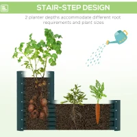 Outsunny 2 Tier Galvanized Raised Garden Bed, Steel Planter Box for Vegetables, Flowers, Herbs, 47" x 40" x 23", Green(m-4)