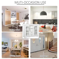 HOMCOM Modern Kitchen Sideboard with 2 Drawers, Coffee Bar Cabinet with Glass Doors Storage Cupboard and Open Shelf, White(m-6)