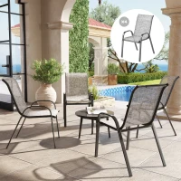 Outsunny Set of 4 Outdoor Dining Chairs, Stackable Patio Chairs with High Back, Breathable Mesh Seat for Garden Lawn, Mixed Gray(m-2)