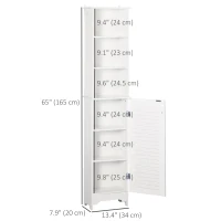 HOMCOM Tall Bathroom Storage Cabinet, Freestanding Linen Tower with 3-Tier Open Adjustable Shelf, White(m-3)