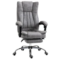 Vinsetto Microfiber Computer Chair, Executive Office Chair with Reclining Backrest Retractable Footrest Adjustable Height Grey(m-2)