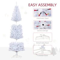 HOMCOM 6FT Pencil Christmas Tree, Artificial Christmas Tree with Automatic Open for Home Party, White(m-6)