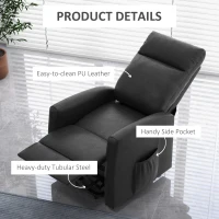 HOMCOM Power Lift Recliner Chair with Remote Control Side Pocket for Living Room Home Office Study Grey(m-7)