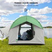 Outsunny 2000mm Waterproof SUV Tent, Car Tent with 3 Doors and Mesh Window, for 5-6 Person Camping Travel, Gray and Green(m-5)
