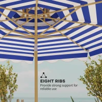 Outsunny 9FT Patio Umbrella with 8 Ribs, Crank, Tilt, UPF 50+, 2-Tier Vent for Garden, Deck, Poolside, Blue(m-7)