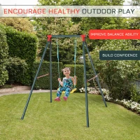 Outsunny Metal Swing Set with U-Shaped Swing, Seat, Kids Swing Set for Backyard, Outdoor, Playground, Multicoloured(m-7)