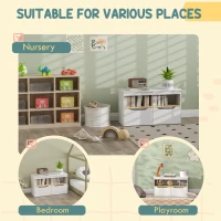 Qaba Toy Storage Organizer with 2 Drawers, Toy Shelf, Large Top, for Bedroom, Nursery, Living Room, White(m-6)