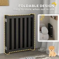 PawHut Foldable Dog Gate with Door, 4 Panels Fressstanding Pet Gate, Black(m-6)