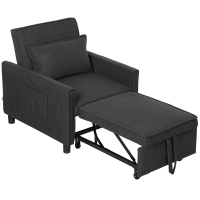 HOMCOM 3-in-1 Convertible Chair Bed, Pull Out Sofa Bed Sleeper Chair with Adjustable Backrest, Pillow, and Pockets, Dark Gray