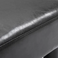 HOMCOM Modern Small Faux Leather Ottoman Footrest Sofa Side Stool Rectangle (Black)(m-10)