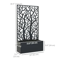 Outsunny Metal Raised Garden Bed with Privacy Panel, Freestanding or Wall Mounted Outdoor Planter Box for Garden, Patio(m-3)