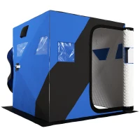 Outsunny 3-4 Person Insulated Ice Fishing Shelter, Pop up Ice Fishing Tent with Windows, Vents and Carry Bag, for Low-Temp -22℉(m-2)