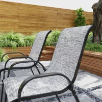 Outsunny Set of 4 Outdoor Dining Chairs, Stackable Patio Chairs with High Back, Breathable Mesh Seat for Garden Lawn, Mixed Gray(m-7)