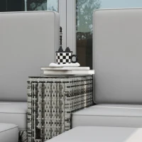 Outsunny 5PC Wicker Patio Lounger, Outdoor PE Rattan 5-level Adjustable Recliner Sofa Bed with Storage Side Table and Footstools, for Patio, Garden, Poolside, Grey(m-10)