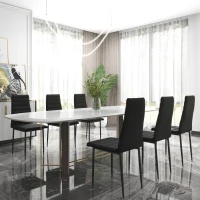 HOMCOM High Back Dining Chairs, Modern Upholstered PU Leather Accent Chairs with Metal Legs for Kitchen, Set of 6, Black(m-1)