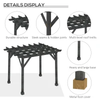Outsunny 12' x 10' Patio Pergola, Weather-Resistant Cedar Wood, Backyard Cover for Porch Party, Grape Garden, Vineyard, Ivy Vine, or Climbing Plants, Black(m-4)