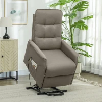 HOMCOM Power Lift Chair for Elderly, Fabric Recliner Sofa with Remote Control, Side Pockets, Quick Assembly, Coffee(m-9)