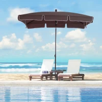 Outsunny 6.5x4ft Rectangle Patio Umbrella Aluminum Tilt Adjustable Garden Parasol Sun Shade Outdoor Canopy Coffee(m-8)