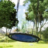 Qaba 39 inch Saucer Tree Swing Set for Kids with Adjustable Hanging Ropes for Outdoor, Backyard, Navy Blue(m-9)