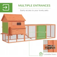 PawHut 145" Chicken Coop Large Chicken House Rabbit Hutch Wooden Poultry Cage Pen Garden & Backyard with Run & Inner Hen House Space(m-5)