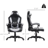HOMCOM 6 Vibrating Point Massage Computer Gaming Chair 5 Modes, Racing Style Heated Desk Chair Swivel Rolling Chair with Headrest, White / Black(m-3)