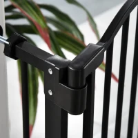 PawHut Extra Tall Dog Gate with Door, Pressure Fit, Auto Close, Double Locking for Doorways Hallways Stairs, 29"-32", Black(m-10)