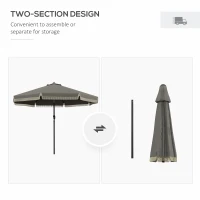 Outsunny 9ft Patio Umbrella Outdoor Table Umbrella w/ Tilt, Crank, Ruffled, 8 Ribs for Garden, Deck, Pool, Dark Gray(m-8)