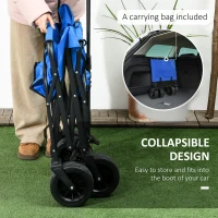 Outsunny Steel Frame Folding Garden Cart, Collapsible Wagon Cart with Cooler Bag, Telescopic Handle and Carrying Bag(m-4)
