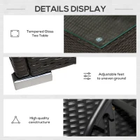 Outsunny Chaise Lounge Chair Set of 2 with 5 Angle Backrest, Outdoor Coffee Table, Water Repellent Cushions, PE Rattan Wicker Poolside Chairs, 3-Piece Pool Furniture Set, Dark Brown/Red(m-4)