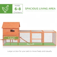 PawHut 145" Chicken Coop Large Chicken House Rabbit Hutch Wooden Poultry Cage Pen Garden & Backyard with Run & Inner Hen House Space(m-4)