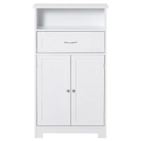 kleankin Bathroom Floor Cabinet Freestanding Cabinet with Storage Shelf, Drawer and Adjustable Shelf, White(m-12)