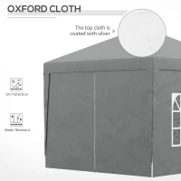Outsunny 10'x10' Outdoor Pop Up Party Tent Wedding Gazebo Canopy with Carrying Bag (Light Grey)(m-6)
