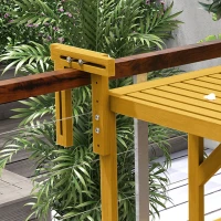 Outsunny Hanging Deck Table, Wood Frame, 26.75" x 25.5" x 16" -21.75", Natural(m-9)