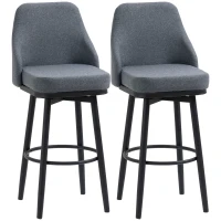 HOMCOM Extra Tall Bar Stools Set of 2, Modern 360° Swivel Barstools, Dining Room Chairs with Steel Legs Footrest, Charcoal Grey(m-15)