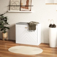 HOMCOM Shoe Storage with Seat, Upholstered Hallway Bench, Shoe Bench with Flip Drawer and Vent for 5 Pairs of Shoes(m-8)