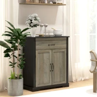 HOMCOM Sideboard Buffet Cabinet, Storage Cabinet with Drawer, Double Doors and Adjustable Shelf, Black(m-1)