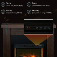 HOMCOM 35" Electric Fireplace with Mantel, 1400W Freestanding Fireplace Heater with Remote Control, Overheat Protection, Timer, Brown(m-5)